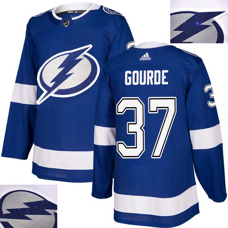Lightning #37 Gourde Blue With Special Glittery Logo Adidas Jersey